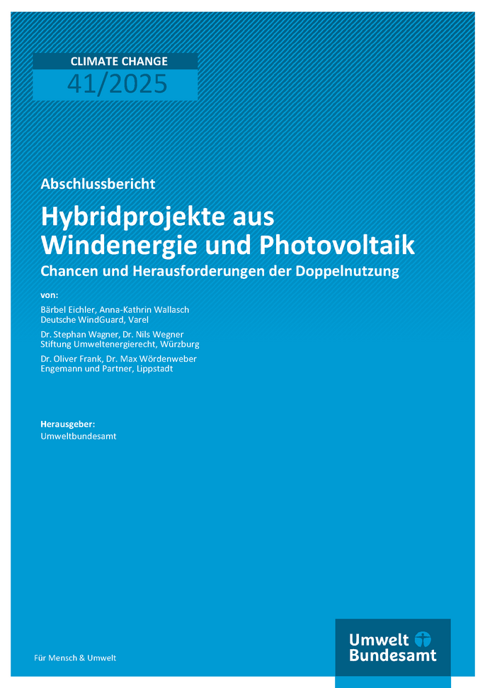 Cover des Berichts "Hybridprojekte aus Windenergie und Photovoltaik"