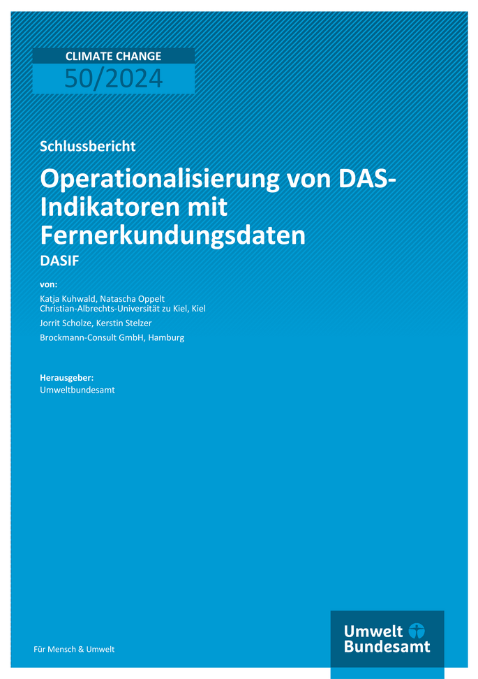 Cover des Berichts "Operationalisierung von DAS-Indikatoren mit Fernerkundungsdaten (DASIF)"