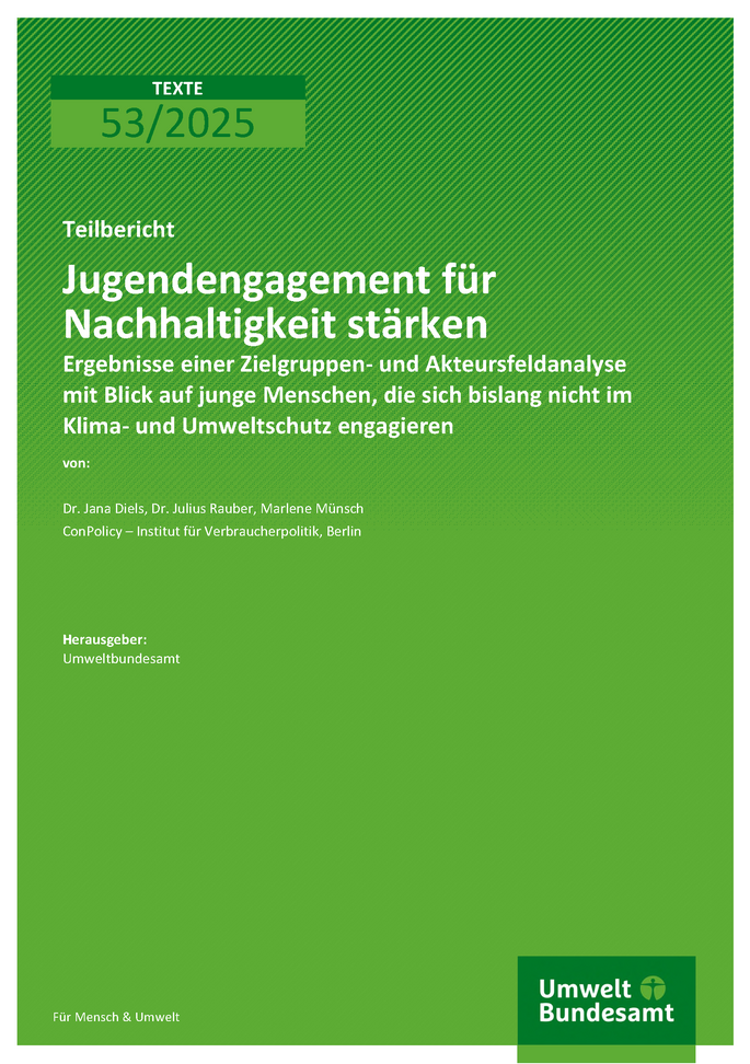 Cover des Berichts "Jugendengagement für Nachhaltigkeit stärken"