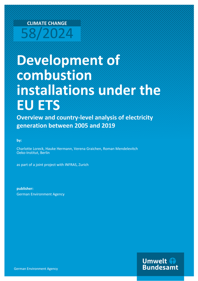 Cover des Berichts "Development of combustion installations under the EU ETS"