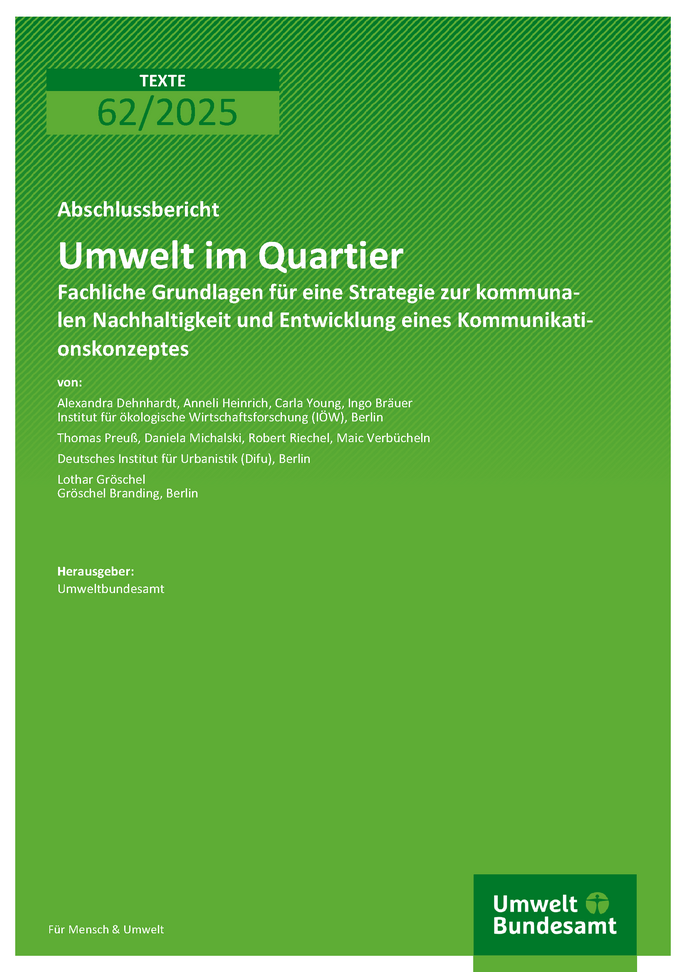 Cover des Berichts "Umwelt im Quartier" 