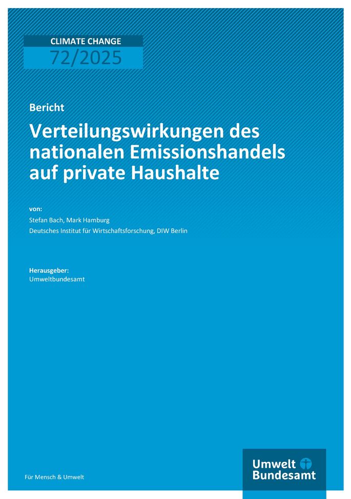 Cover des Berichts "Verteilungswirkungen des nationalen Emissionshandels auf private Haushalte"