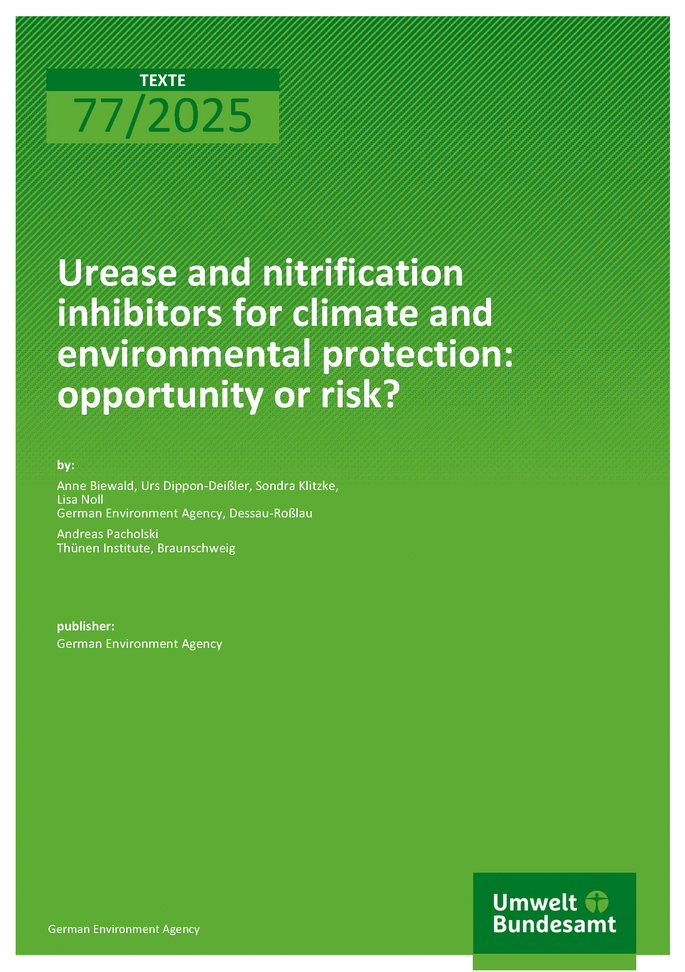 Cover of report "Urease- and nitrification inhibitors for climate and environmental protection: opportunity or risk?"