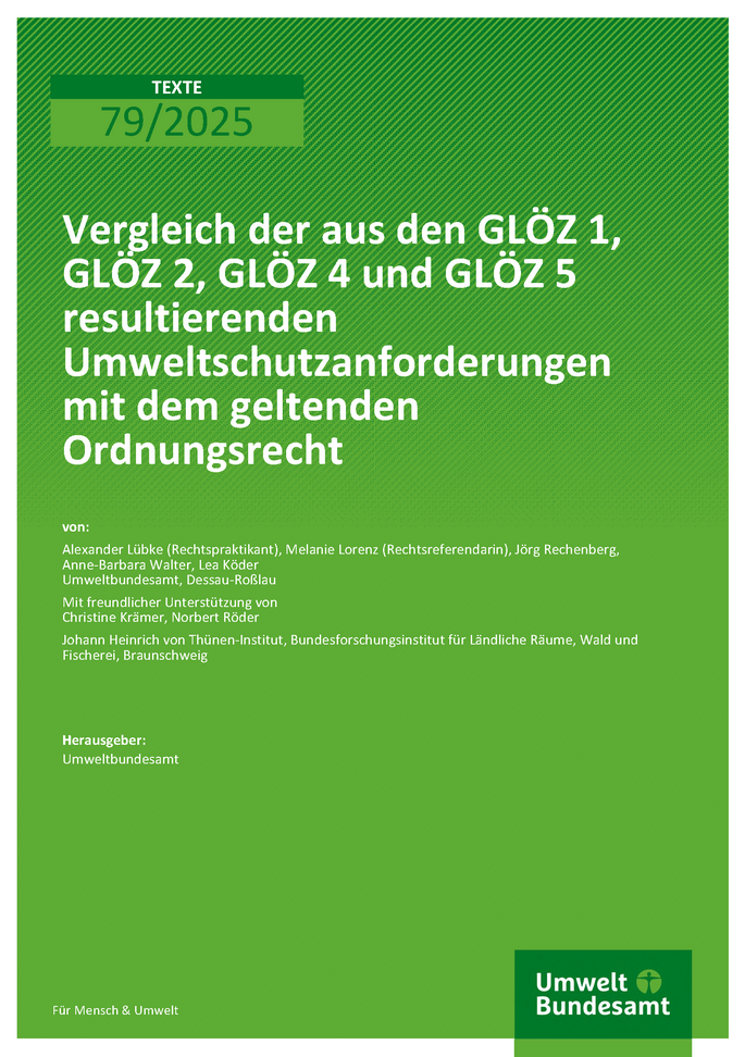 Cover des Berichts "Vergleich der aus den GLÖZ 1, GLÖZ 2, GLÖZ 4 und GLÖZ 5 resultierenden Umweltschutzanforderungen mit dem geltenden Ordnungsrecht" 