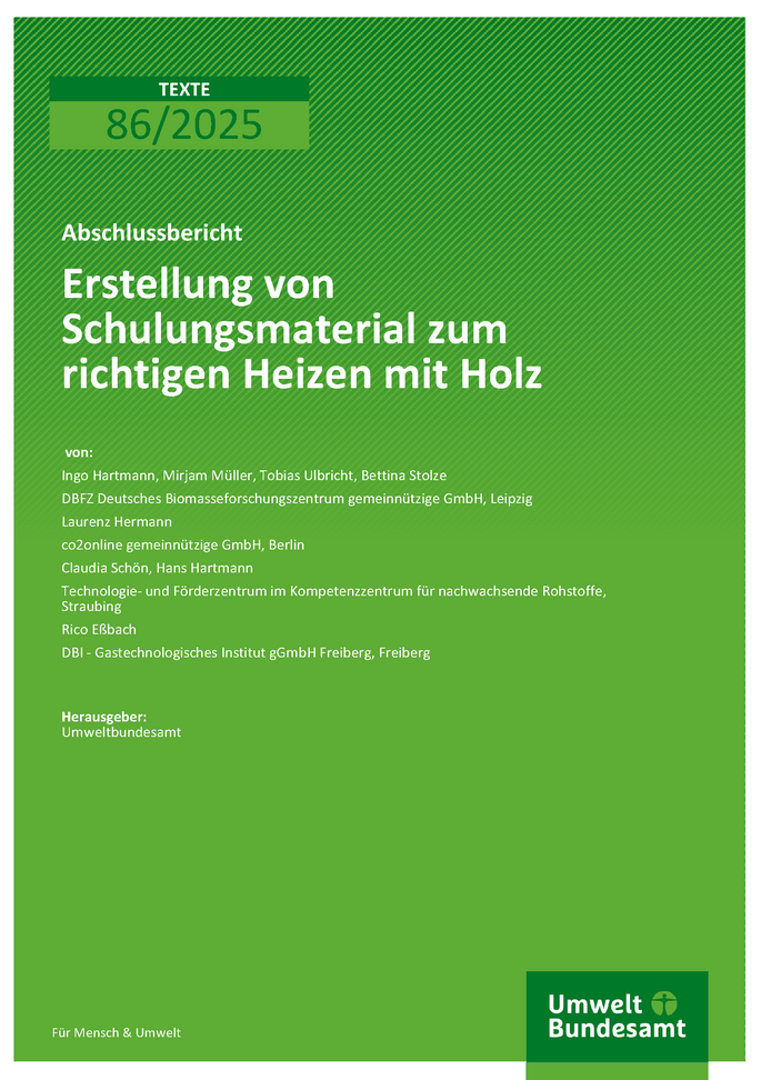 Cover des Berichts "Erstellung von Schulungsmaterial zum richtigen Heizen mit Holz"