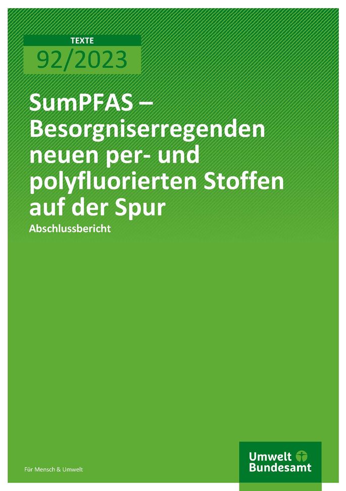 Cover des Berichts "Sum PFAS – besorgniserregenden Per- und Polyfluorierten Stoffen auf der Spur"