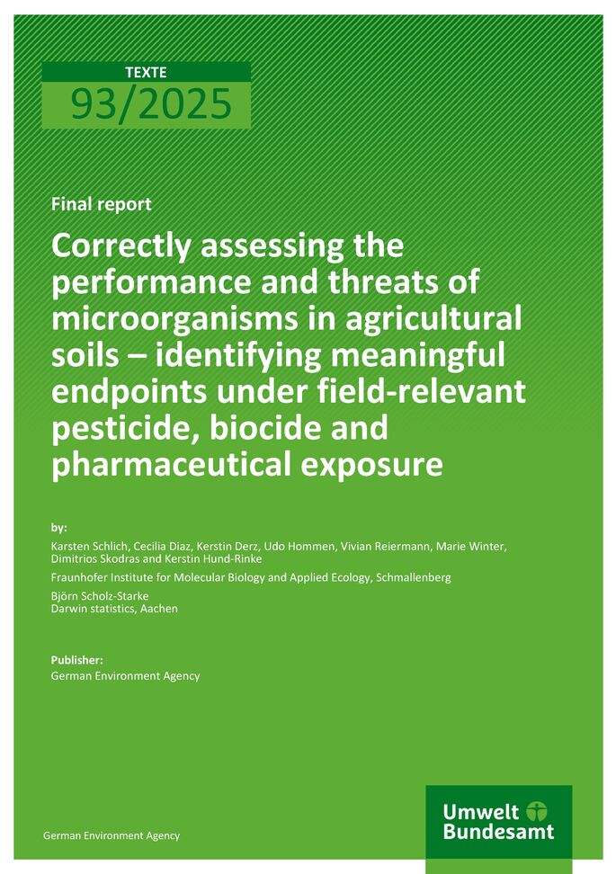 Cover of report "Correctly assessing the performance and threats of microorganisms in agricultural soils" 