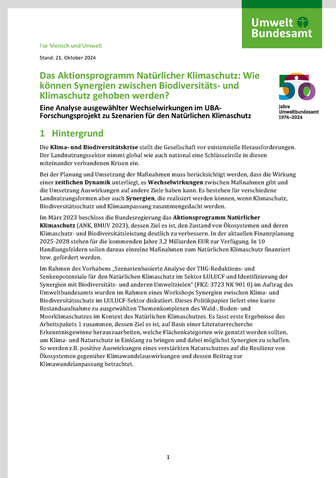 Cover des Factsheets "Das Aktionsprogramm Natürlicher Klimaschutz"