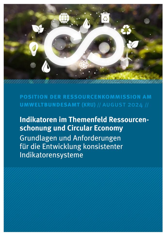 Cover der Broschüre "Indikatoren im Themenfeld Ressourcenschonung und Circular Economy"