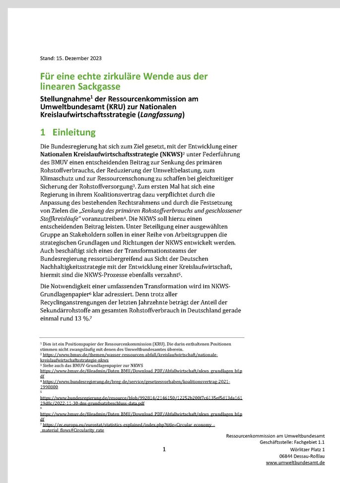 Cover des Factsheets "Für eine echte zirkuläre Wende aus der linearen Sackgasse"