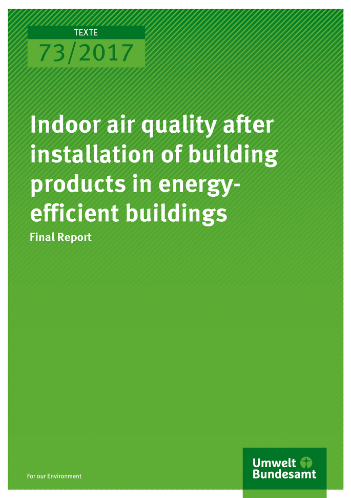 Cover of publication 73/2017 Indoor air quality after installation of building products in energy-efficient buildings