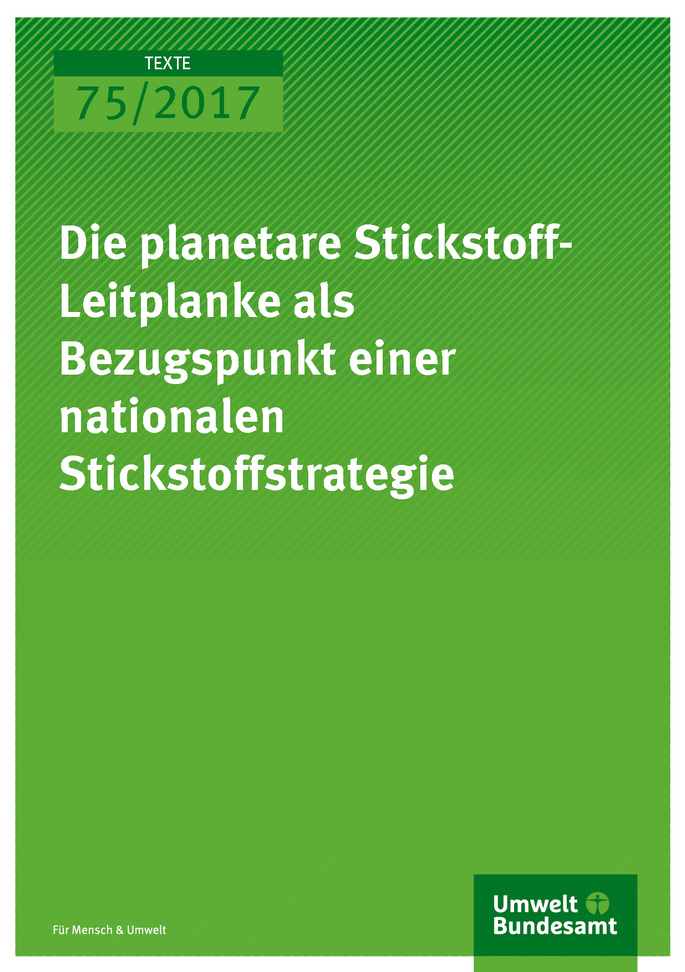 Cover der Publikation 74/2017 Die planetare Stickstoff Leitplanke als Bezugspunkt einer nationalen Stickstoffstrategie