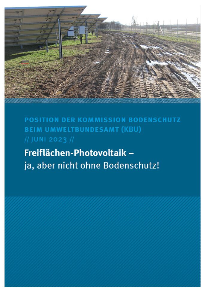 Cover des Kommissionspapiers Freiflächen-Photovoltaik- ja, aber nicht ohne Bodenschutz 
