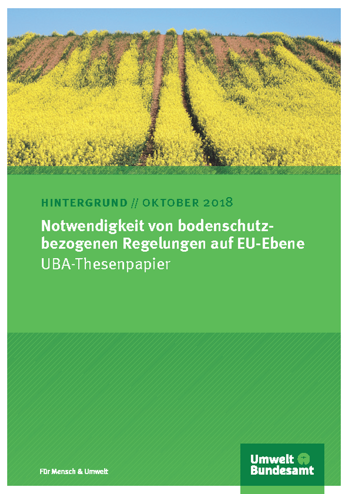 Cover der Publikation Notwendigkeit von bodenschutzbezogenen Regelungen auf EU-Ebene
