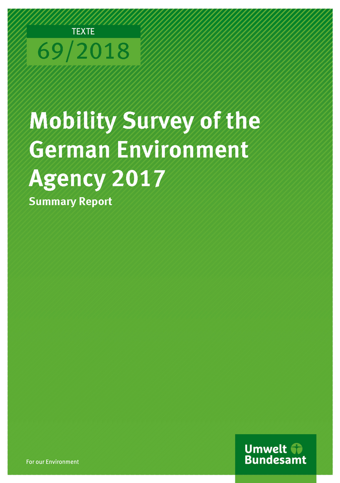 Cover der Publikation Texte 69/2018 Mobility Survey of the German Environment Agency 2017