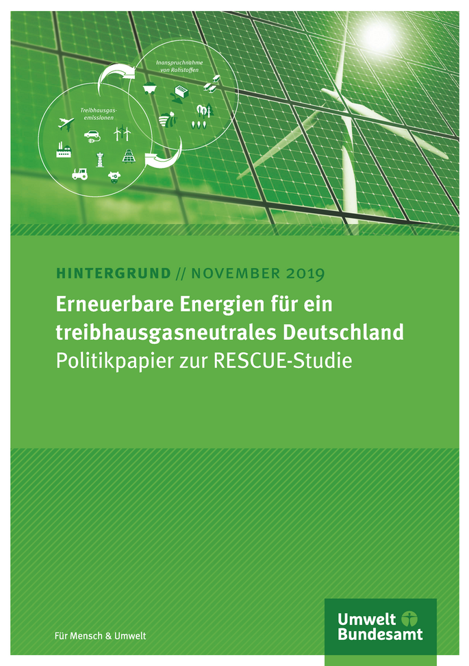 Cover des Hintergrundpapiers Erneuerbare Energien für ein treibhausgasneutrales Deutschland