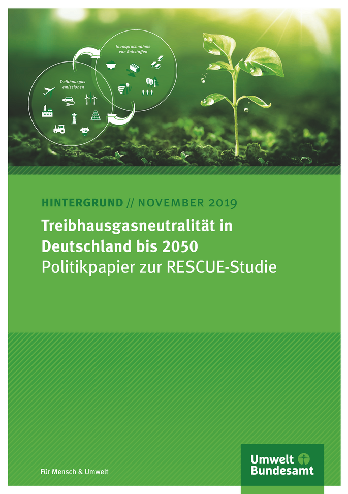 Cover des Hintergrundpapiers Treibhausgasneutralität in Deutschland bis 2050