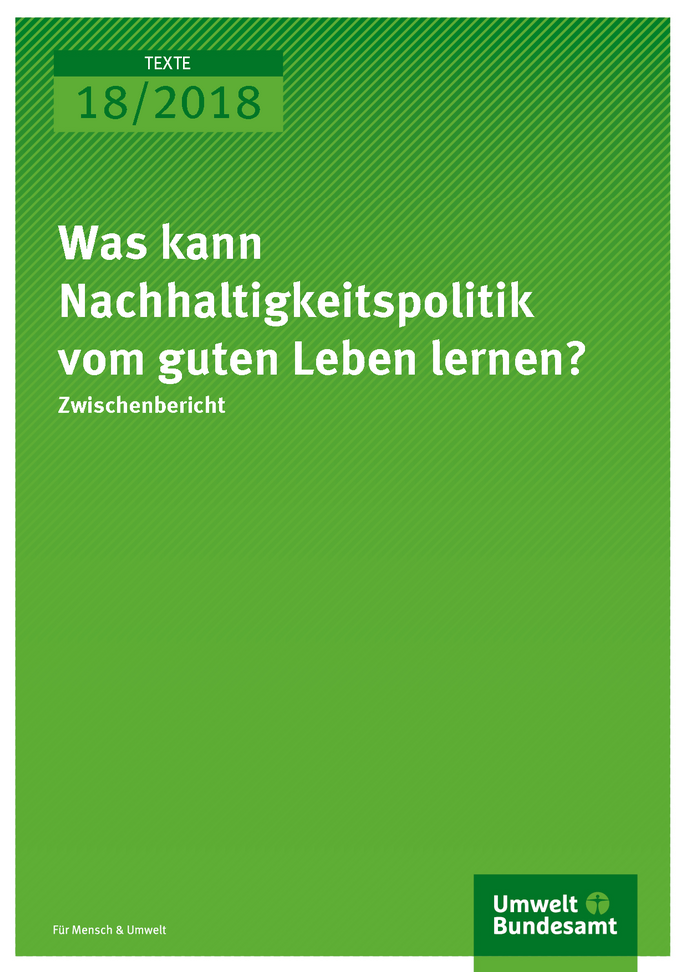 Cover der Publikation Texte 18/2018 Was kann Nachhaltigkeitspolitik vom guten Leben lernen?