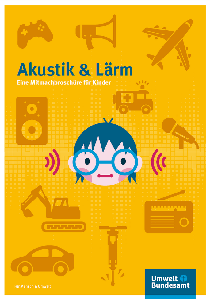Cover mit Comiczeichnung eines Kinderkopfes mit Brille, der von lärmenden Gegenständen wie Krankenwagen, Radio oder Lautsprecher umgeben ist