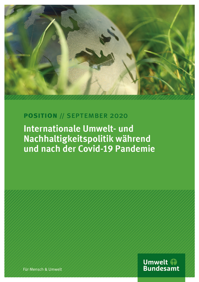 Titelseite des Positionspapieres mit dem Foto einer Weltkugel und dem Logo des Umweltbundesamtes
