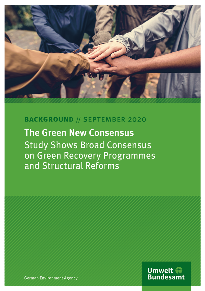 Cover of the background paper "The Green New Consensus" as at September 2020 from the German Environment Agency