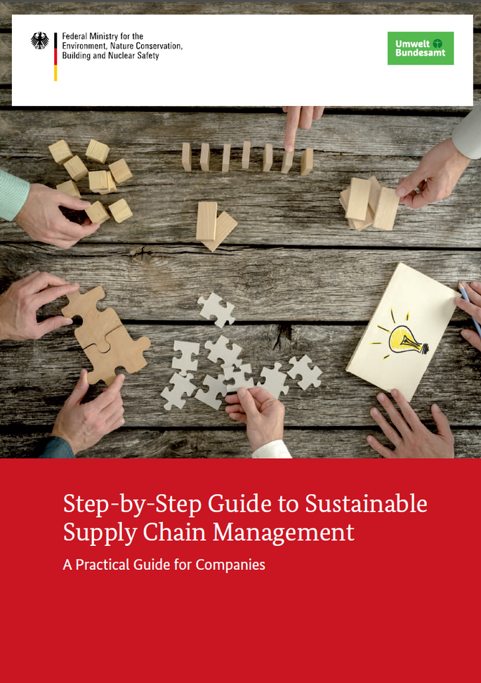 Cover of the brochure "Step-by-Step Guide to Sustainable Supply Chain Management" 