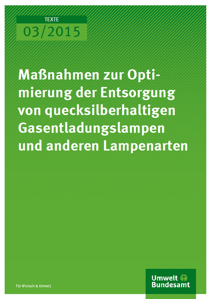 Cover Texte 03/2015 Maßnahmen zur Optimierung der Entsorgung von quecksilberhaltigen Gasentladungslampen und anderen Lampenarten