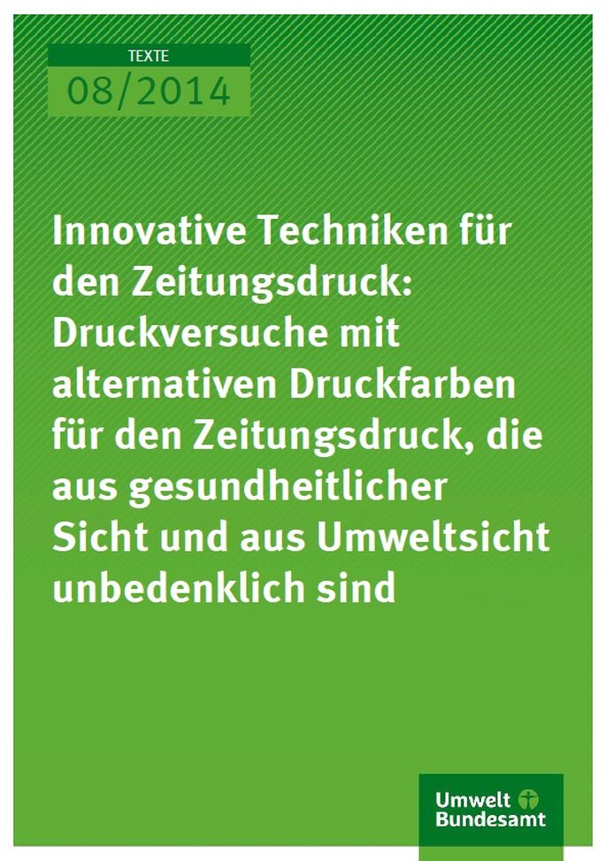 Cover 08/2014 Innovative Techniken für den Zeitungsdruck: Druckversuche mit alternativen Druckfarben für den Zeitungsdruck, die aus gesundheitlicher Sicht und aus Umweltsicht unbedenklich sind