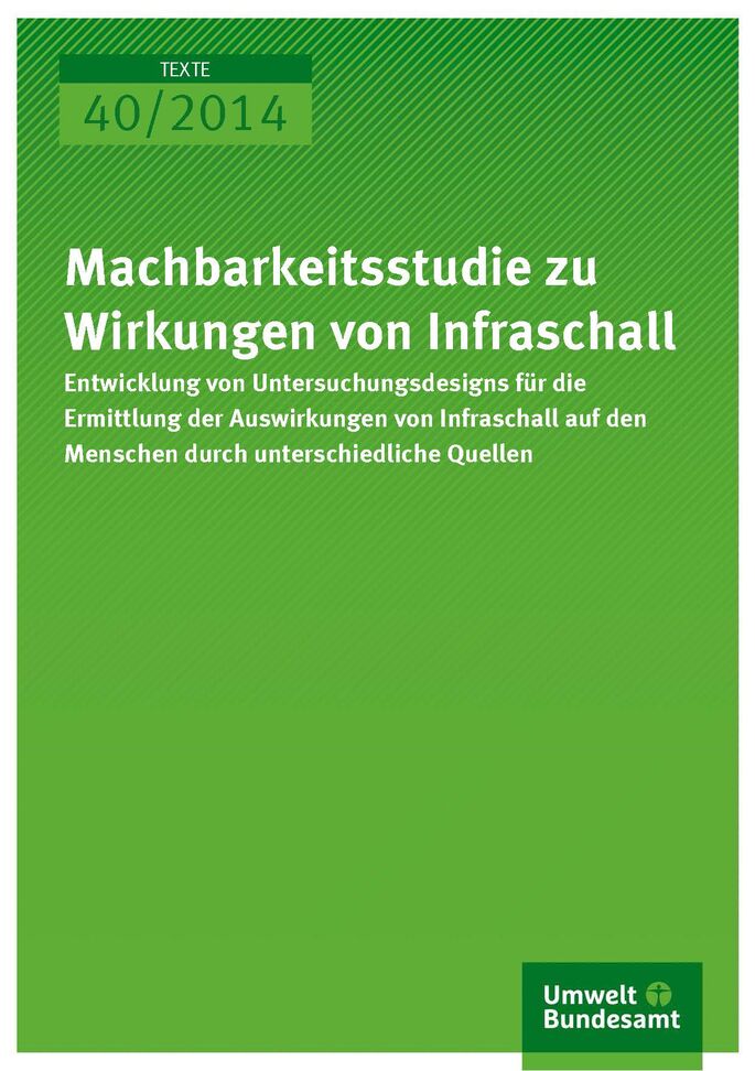 Cover Texte 40/2014 Machbarkeitsstudie zu Wirkungen von Infraschall