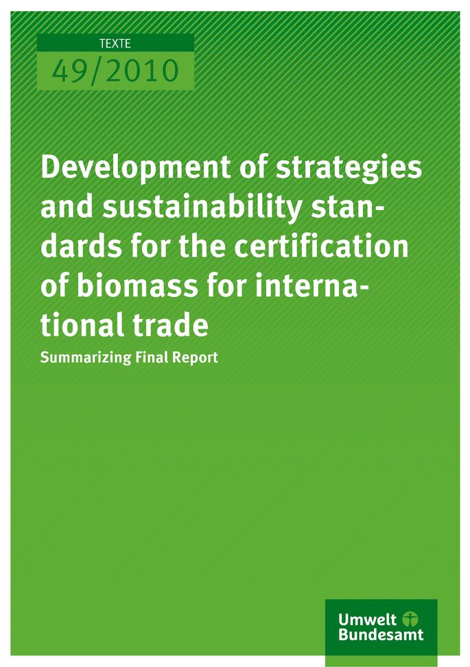 Publikation:Development of strategies and sustainability standards for the certification of biomass for international trade