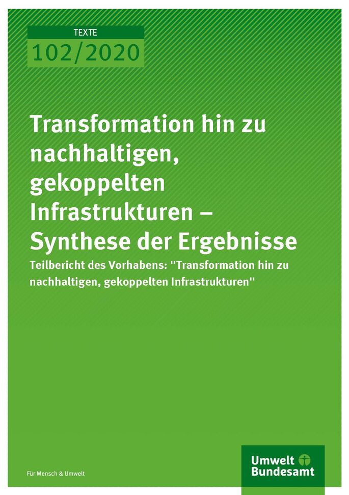 Cover_TEXTE_102-2020_Transformation hin zu nachhaltigen, gekoppelten Infrastrukturen – Synthese der Ergebnisse