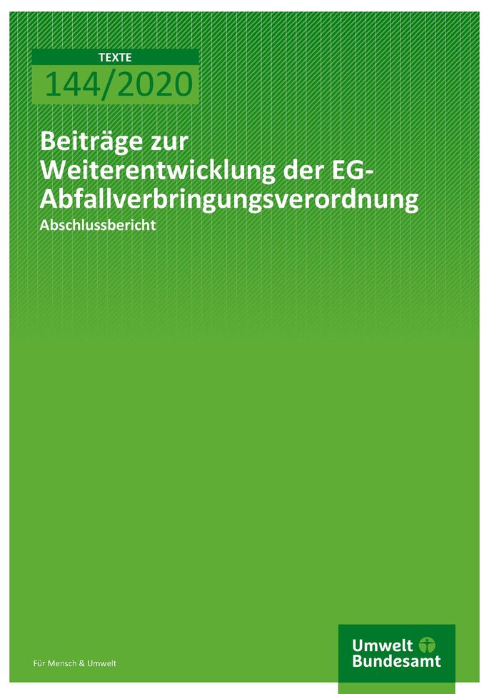 Cover_TEXTE_144-2020_Beiträge zur Weiterentwicklung der EG-Abfallverbringungsverordnung