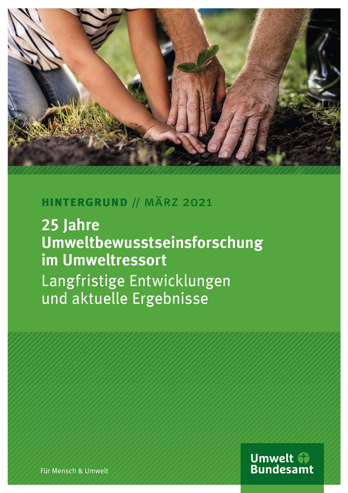 Titelseite des Hintergrundpapieres (März 2021) 25 Jahre Umweltbewusstseinsforschung im Umweltressort: Langfristige Entwicklungen und aktuelle Ergebnisse