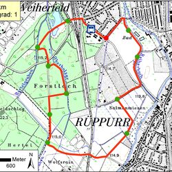 Kartendarstellung des Bodenkunldichen Lehrpfades Weiherferld