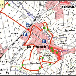 Kartendarstellung des Geopark-Pfades Klein-Umstadt