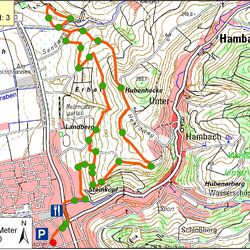 Kartendarstellung des Erlebnispfades "Wein und Stein"