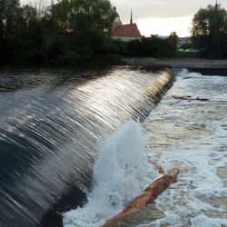 Blick auf das Muldewehr in Dessau
