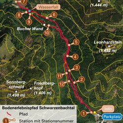 Karte mit Pfade und Stationen 