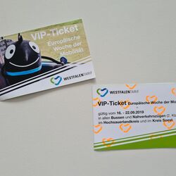 ÖPNV-Ticket mit Maskottchen Edgar berechtigt zur kostenlosen Fahrt während der EMW