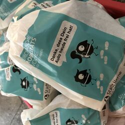 Brötchentüten mit EMW-Logo als Dankeschön für nachhaltig mobilt Menschen
