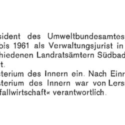 1. Präsident des Umweltbundesamtes Dr. v. Lersner