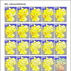 NO2-Jahresmittelwerte in den Jahren 1990 bis 2008