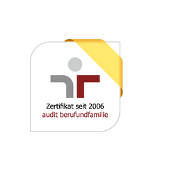 Logo mit der Inschrift: Zertifikat seit 2006, audit berufundfamilie