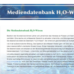 Startseite der Webseite von H2O-Wissen