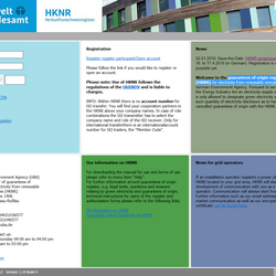 Guarantees of origin register (HKNR) for electricity from renewable energies (Homepage)