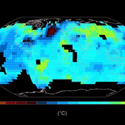 Karte der beobachteten Temperaturveränderung von 1901 bis 2012, abgeleitet von Temperaturtrends, die durch lineare Regression aus einem Datensatz ermittelt wurden.