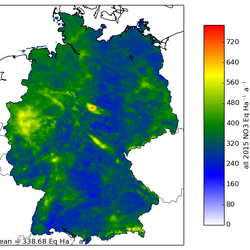 Räumliche Verteilung der Deposition von oxidiertem Stickstoff