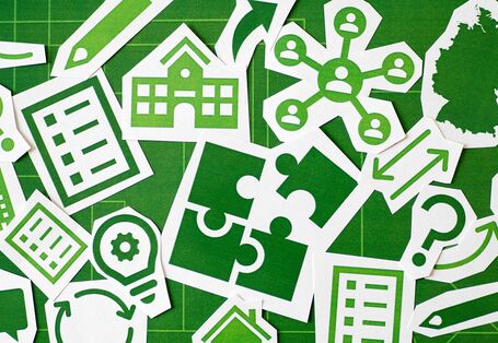 Ansammlung verschiedener Icons die zusammen das Titelthema symbolisieren