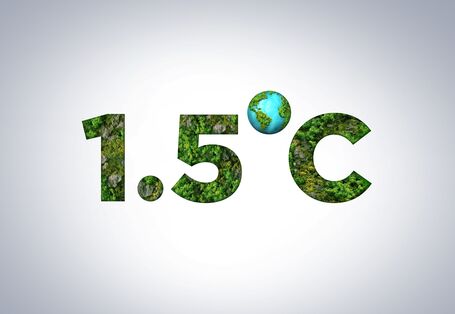 Schriftzug 1,5 Grad Celsius