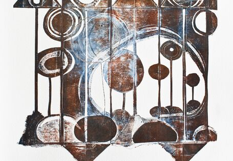 Grafik einer Blumenlandschaft in Brauntönen